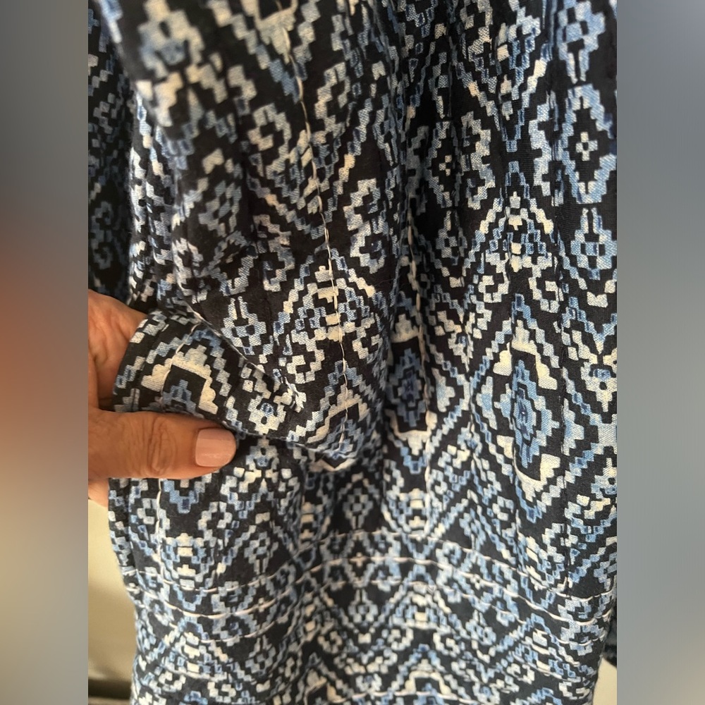 ✨SOLD✨ J Jill Pure Jill Quilted Square-Sleeve Blue Geometric Jacket Size 3X - Picture 7 of 13